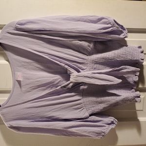 Lilac peasant blouse with tie front